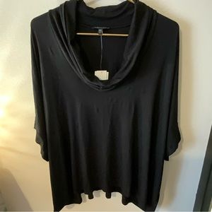 Eileen Fisher Viscose Jersey Drop Shoulder Top Black Size XL NWT